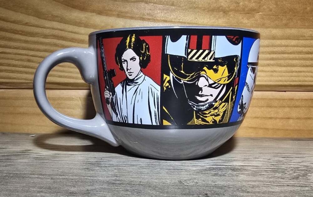 Star Wars Character Collage 24 oz Ceramic Mug Mando Yoda Layia Luke